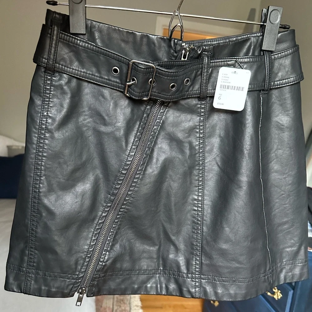 NWT Free People Feelin Free Vegan Leather Belted Mini Skirt - Picture 11 of 13